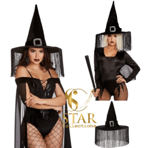 Halloween Velvet Quality Tassel Witch Hat