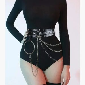 Gothic chain leather belt